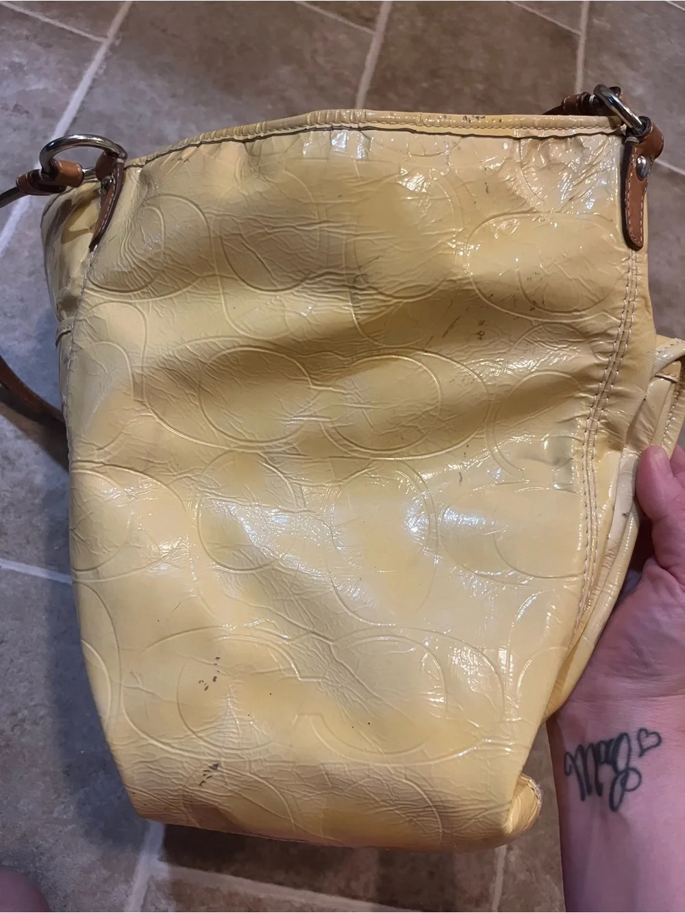 Yellow Coach Leah Patent Tote F14663